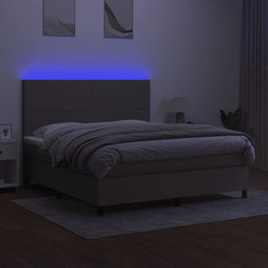 Κρεβάτι Boxspring με Στρώμα & LED Taupe 180x200 εκ. Υφασμάτινο