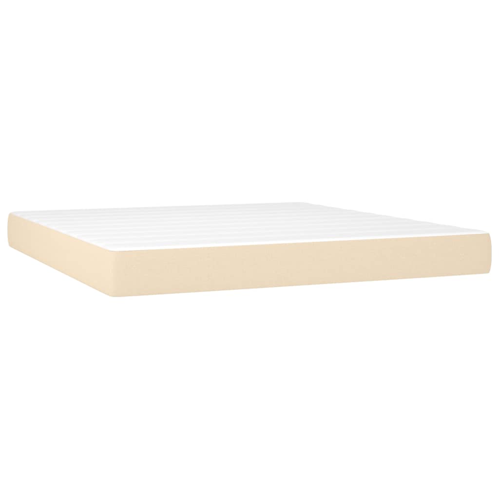 Κρεβάτι Boxspring με Στρώμα & LED Κρεμ 180x200 εκ. Υφασμάτινο