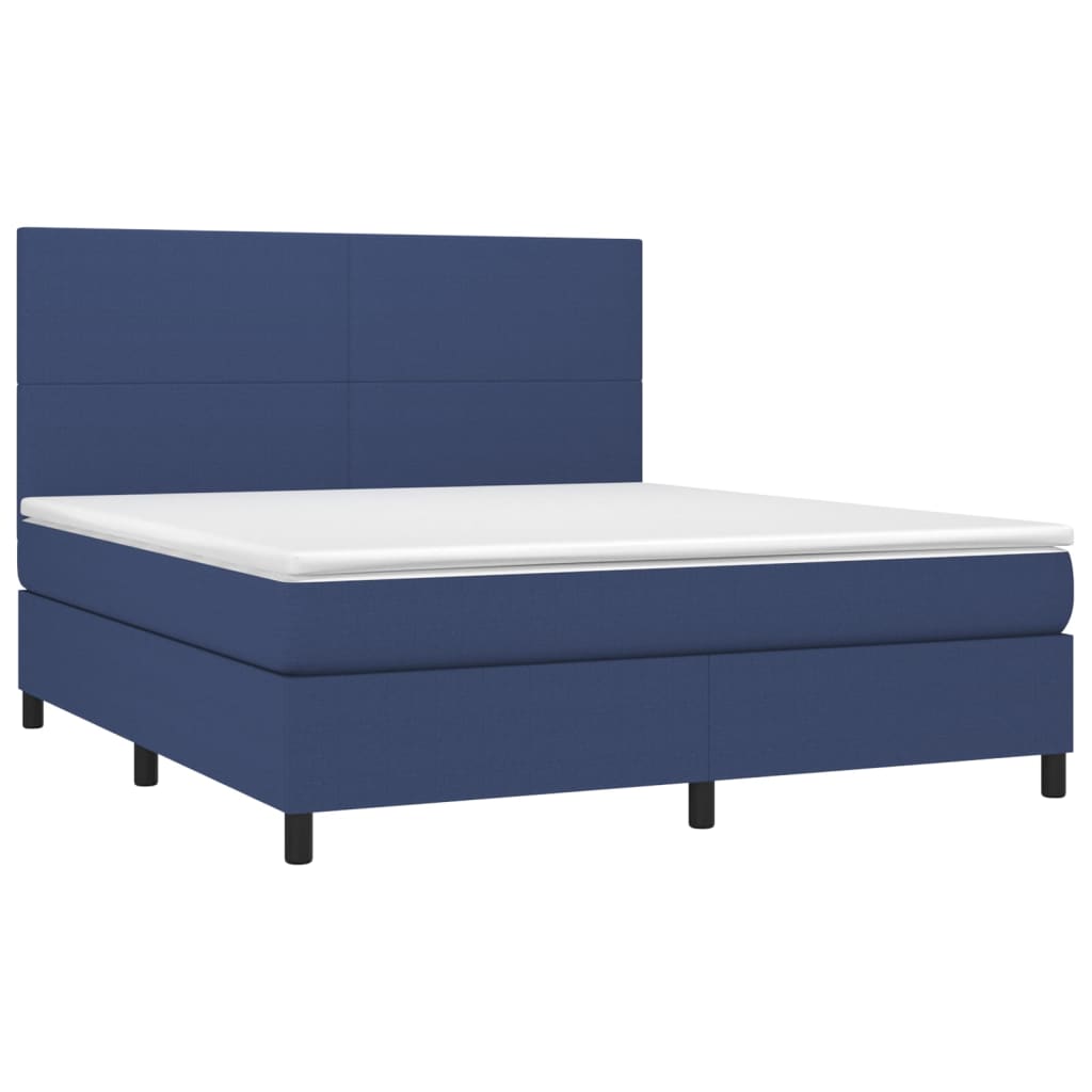 Κρεβάτι Boxspring με Στρώμα & LED Μπλε 180x200 εκ. Υφασμάτινο