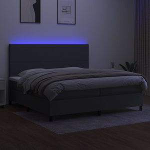 Κρεβάτι Boxspring με Στρώμα & LED Σκ.Γκρι 200x200εκ. Υφασμάτινο