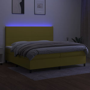 Κρεβάτι Boxspring με Στρώμα & LED Πράσινο 200x200 εκ Υφασμάτινο