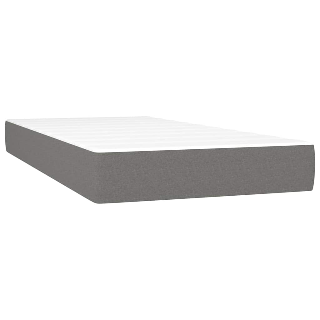 Κρεβάτι Boxspring με Στρώμα & LED Σκ.Γκρι 80x200 εκ. Υφασμάτινο
