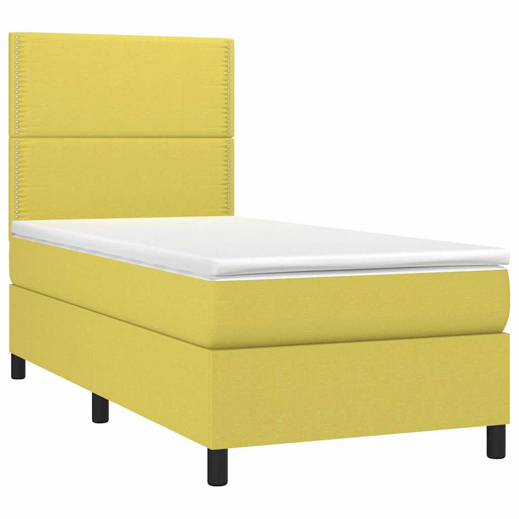 Κρεβάτι Boxspring με Στρώμα & LED Πράσινο 80x200 εκ. Υφασμάτινο