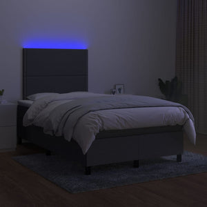 Κρεβάτι Boxspring με Στρώμα & LED Σκ.Γκρι 120x200 εκ Υφασμάτινο