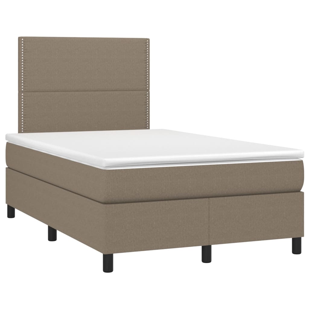 Κρεβάτι Boxspring με Στρώμα & LED Taupe 120x200 εκ. Υφασμάτινο