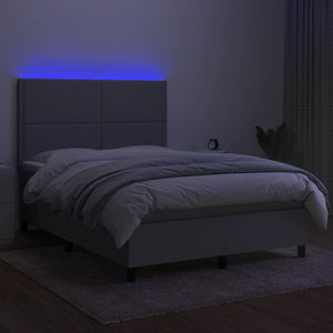 Κρεβάτι Boxspring με Στρώμα & LED Αν.Γκρι 140x190εκ. Υφασμάτινο