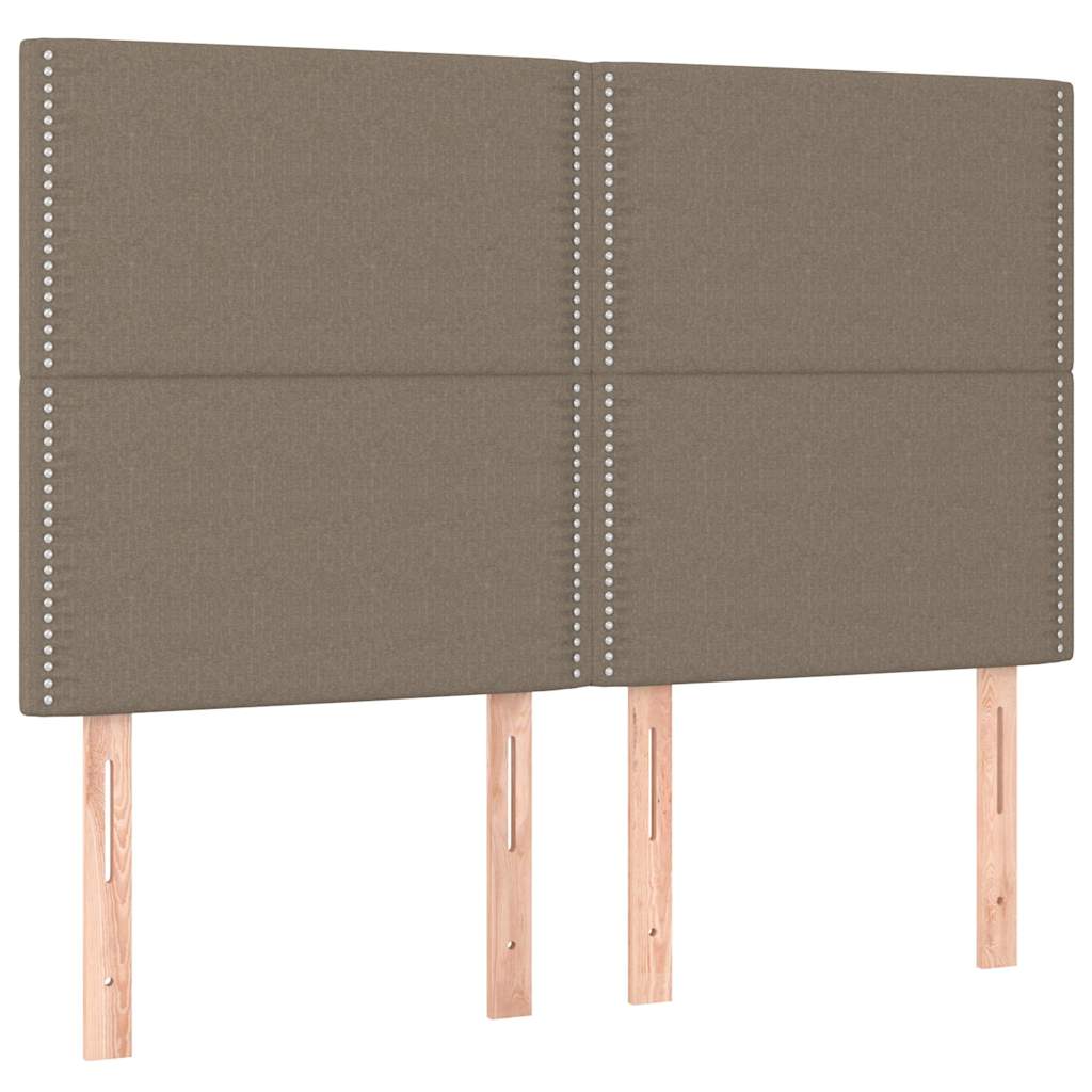 Κρεβάτι Boxspring με Στρώμα & LED Taupe 140x200 εκ. Υφασμάτινο