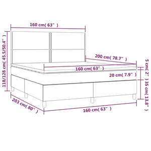 Κρεβάτι Boxspring με Στρώμα & LED Μπλε 160x200 εκ. Υφασμάτινο