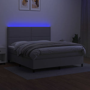 Κρεβάτι Boxspring με Στρώμα & LED Αν.Γκρι 180x200εκ. Υφασμάτινο