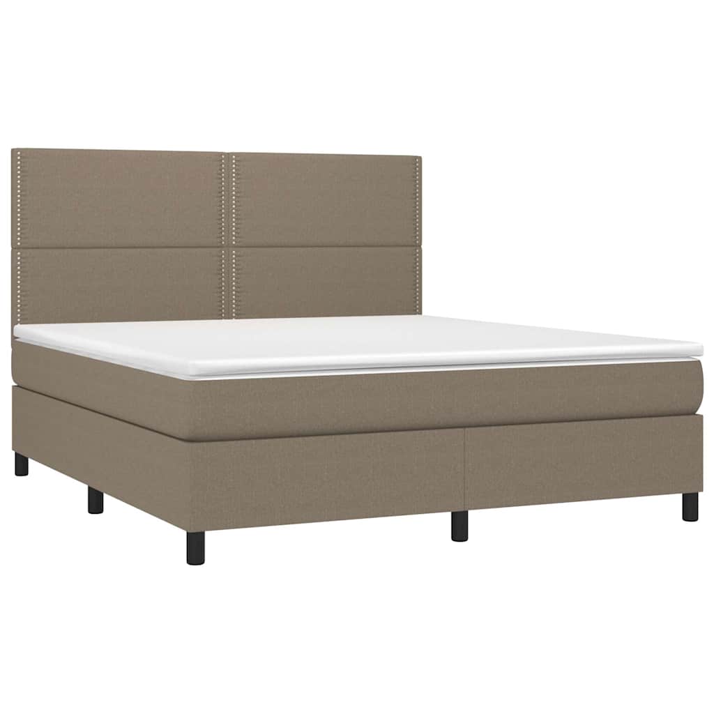 Κρεβάτι Boxspring με Στρώμα & LED Taupe 180x200 εκ. Υφασμάτινο