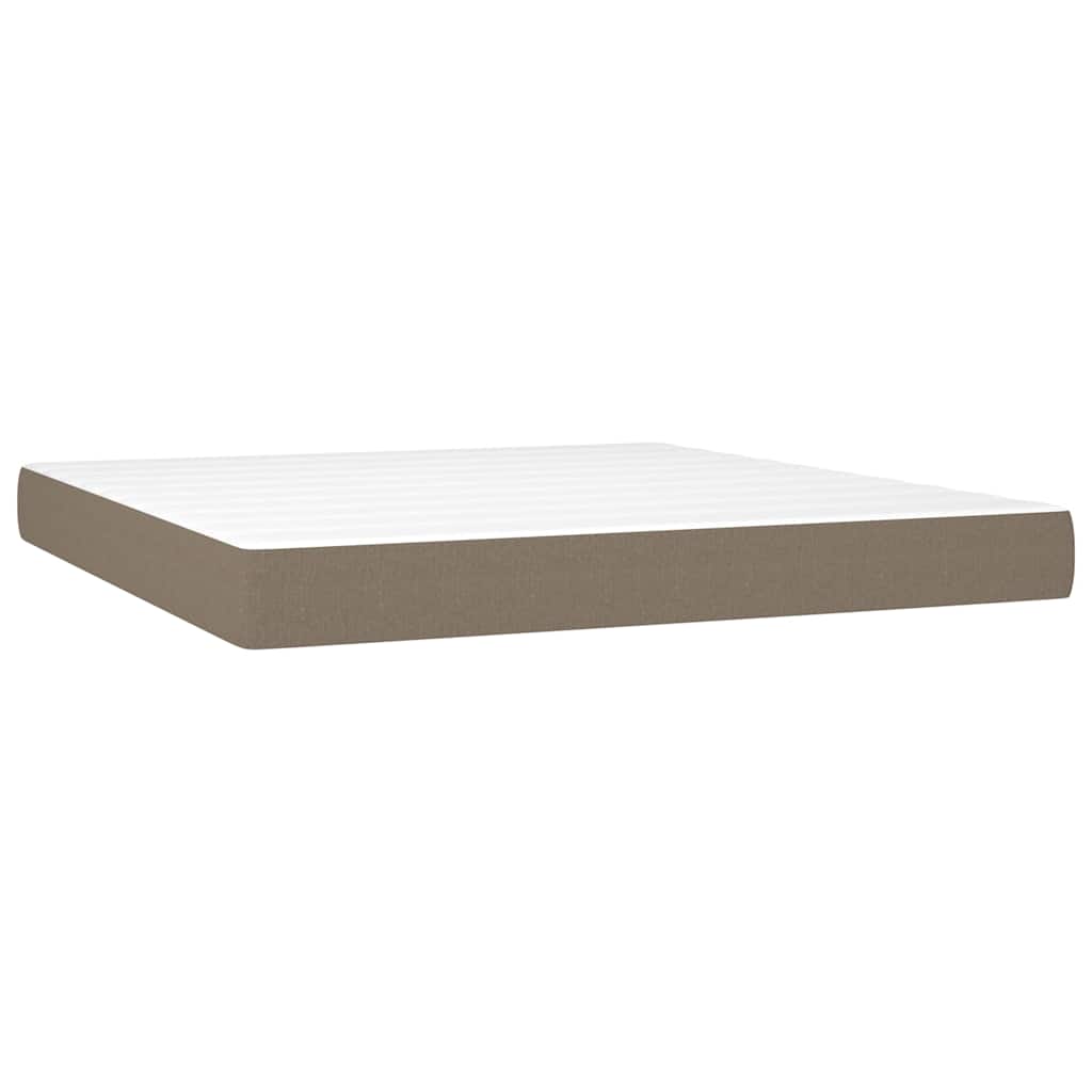 Κρεβάτι Boxspring με Στρώμα & LED Taupe 180x200 εκ. Υφασμάτινο
