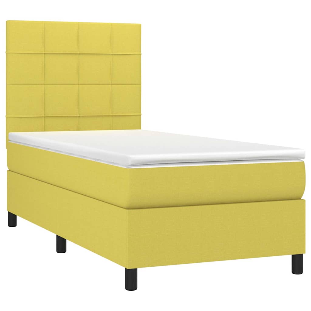 Κρεβάτι Boxspring με Στρώμα & LED Πράσινο 80x200 εκ. Υφασμάτινο