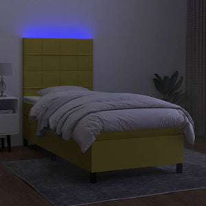 Κρεβάτι Boxspring με Στρώμα & LED Πράσινο 80x200 εκ. Υφασμάτινο