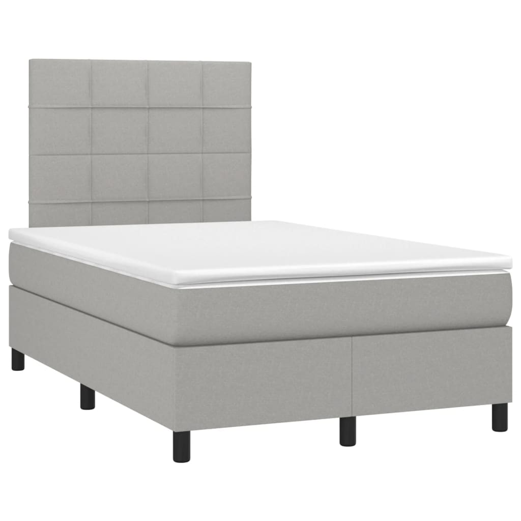 Κρεβάτι Boxspring με Στρώμα & LED Αν.Γκρι 120x200 εκ Υφασμάτινο