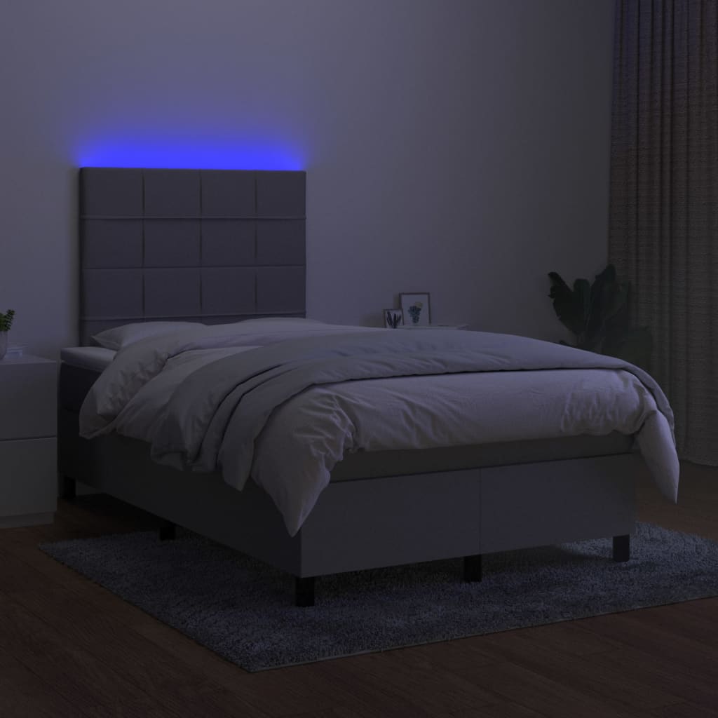 Κρεβάτι Boxspring με Στρώμα & LED Αν.Γκρι 120x200 εκ Υφασμάτινο