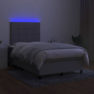 Κρεβάτι Boxspring με Στρώμα & LED Αν.Γκρι 120x200 εκ Υφασμάτινο