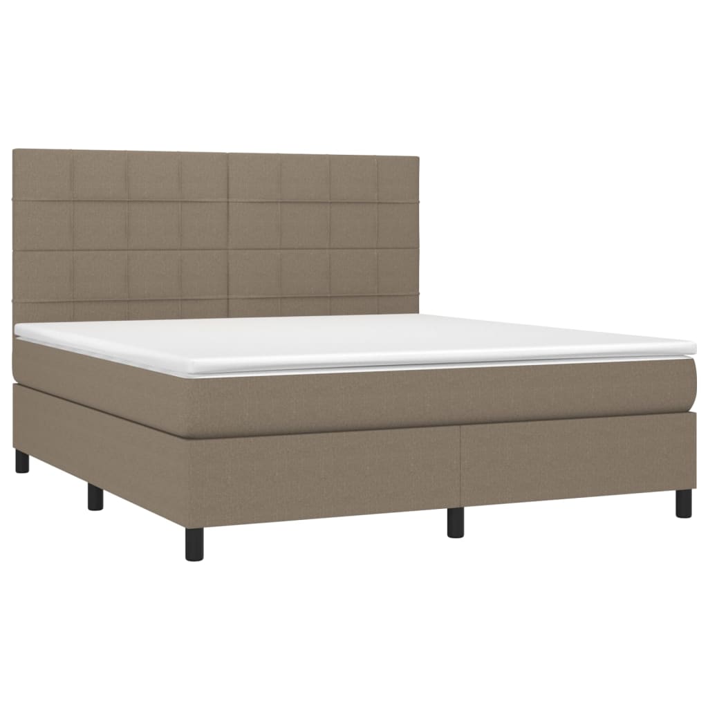 Κρεβάτι Boxspring με Στρώμα & LED Taupe 160x200 εκ. Υφασμάτινο