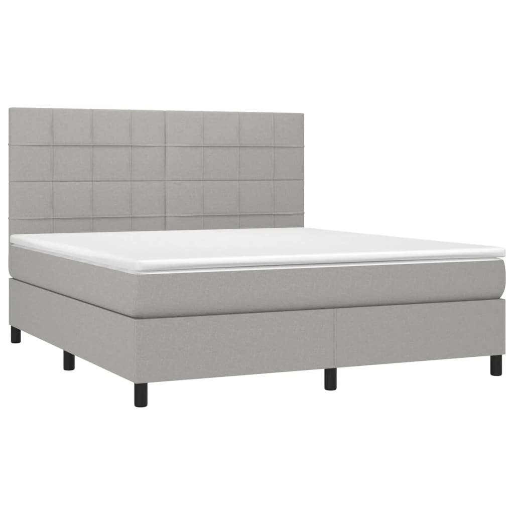 Κρεβάτι Boxspring με Στρώμα & LED Αν.Γκρι 180x200εκ. Υφασμάτινο