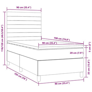 Κρεβάτι Boxspring με Στρώμα & LED Taupe 90x190 εκ. Υφασμάτινο