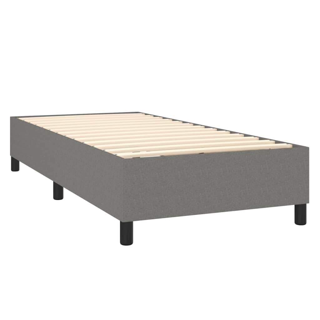 Κρεβάτι Boxspring με Στρώμα & LED Σκ.Γκρι 90x200 εκ. Υφασμάτινο - Pakobazaar