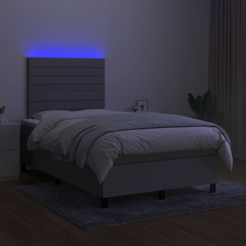 Κρεβάτι Boxspring με Στρώμα & LED Αν.Γκρι 120x200 εκ Υφασμάτινο
