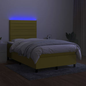 Κρεβάτι Boxspring με Στρώμα & LED Πράσινο 120x200 εκ Υφασμάτινο