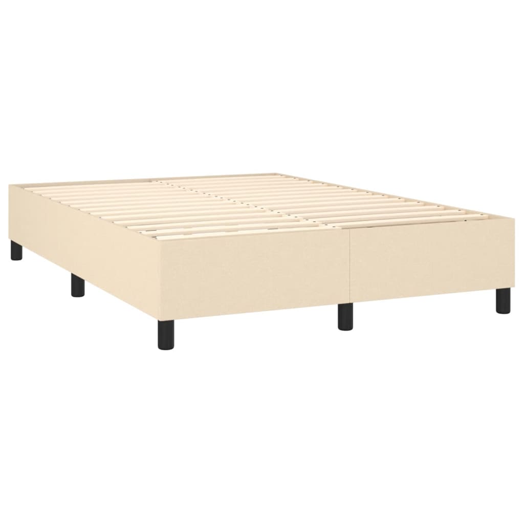 Κρεβάτι Boxspring με Στρώμα & LED Κρεμ 140x200 εκ. Υφασμάτινο