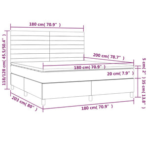 Κρεβάτι Boxspring με Στρώμα & LED Μαύρο 180x200 εκ. Υφασμάτινο