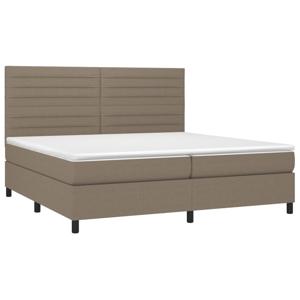 Κρεβάτι Boxspring με Στρώμα & LED Taupe 200x200 εκ. Υφασμάτινο