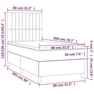 Κρεβάτι Boxspring με Στρώμα & LED Πράσινο 80x200 εκ. Υφασμάτινο