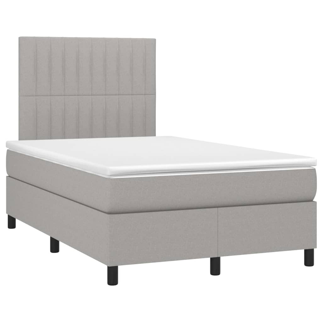 Κρεβάτι Boxspring με Στρώμα & LED Αν.Γκρι 120x200 εκ Υφασμάτινο