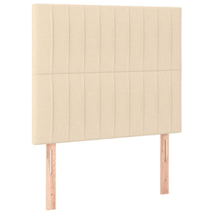 Κρεβάτι Boxspring με Στρώμα & LED Κρεμ 120x200 εκ. Υφασμάτινο