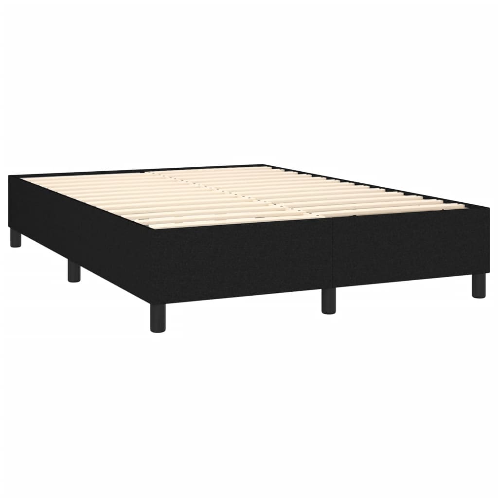Κρεβάτι Boxspring με Στρώμα & LED Μαύρο 140x190 εκ. Υφασμάτινο