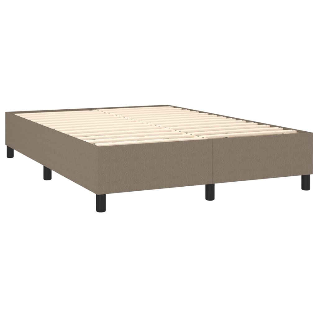 Κρεβάτι Boxspring με Στρώμα & LED Taupe 140x190 εκ. Υφασμάτινο