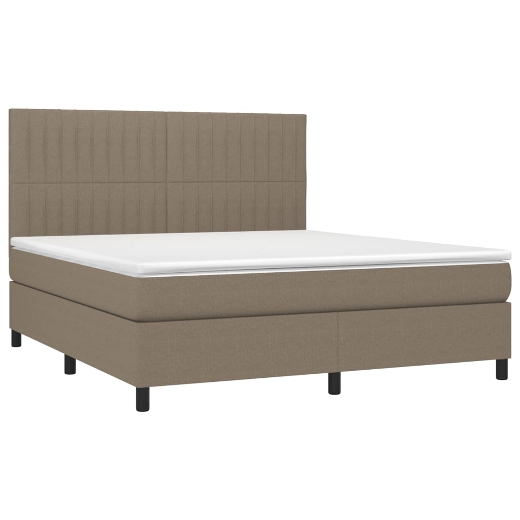 Κρεβάτι Boxspring με Στρώμα & LED Taupe 180x200 εκ. Υφασμάτινο