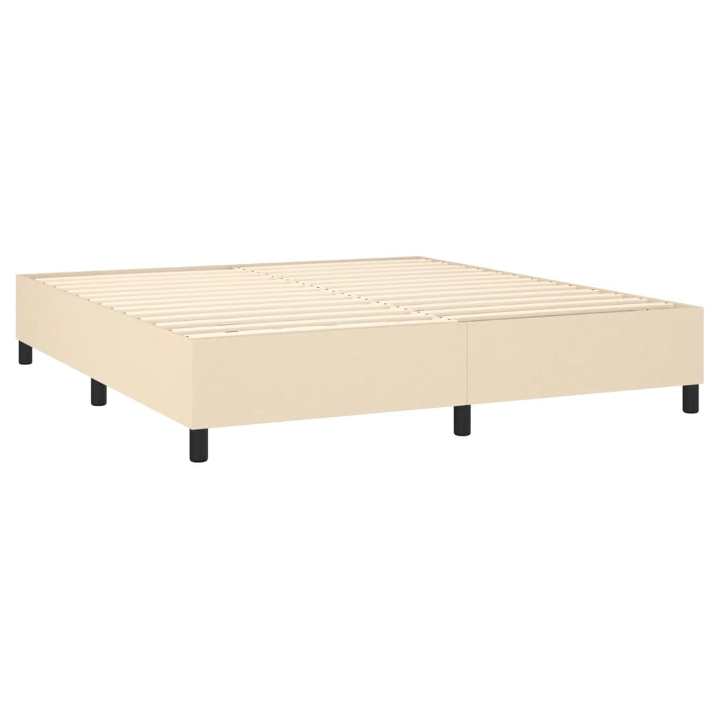 Κρεβάτι Boxspring με Στρώμα & LED Κρεμ 180x200 εκ. Υφασμάτινο