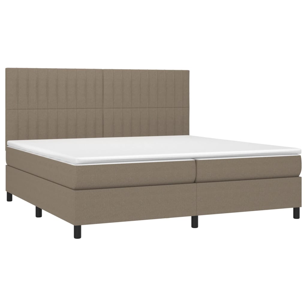 Κρεβάτι Boxspring με Στρώμα & LED Taupe 200x200 εκ. Υφασμάτινο