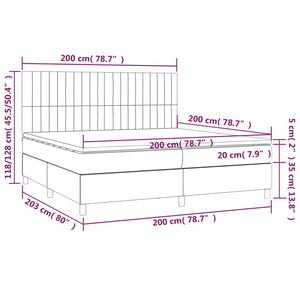 Κρεβάτι Boxspring με Στρώμα & LED Taupe 200x200 εκ. Υφασμάτινο