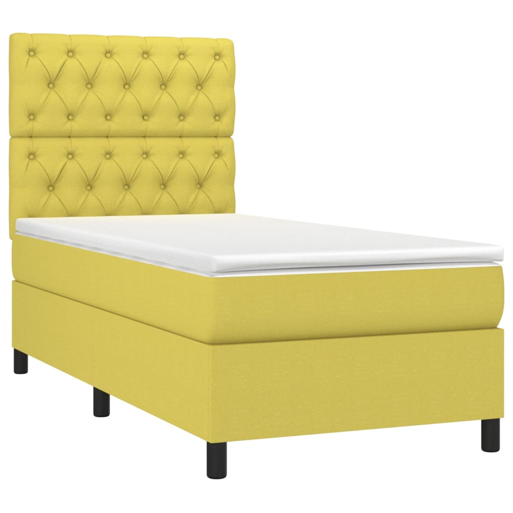Κρεβάτι Boxspring με Στρώμα & LED Πράσινο 80x200 εκ. Υφασμάτινο