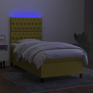Κρεβάτι Boxspring με Στρώμα & LED Πράσινο 80x200 εκ. Υφασμάτινο