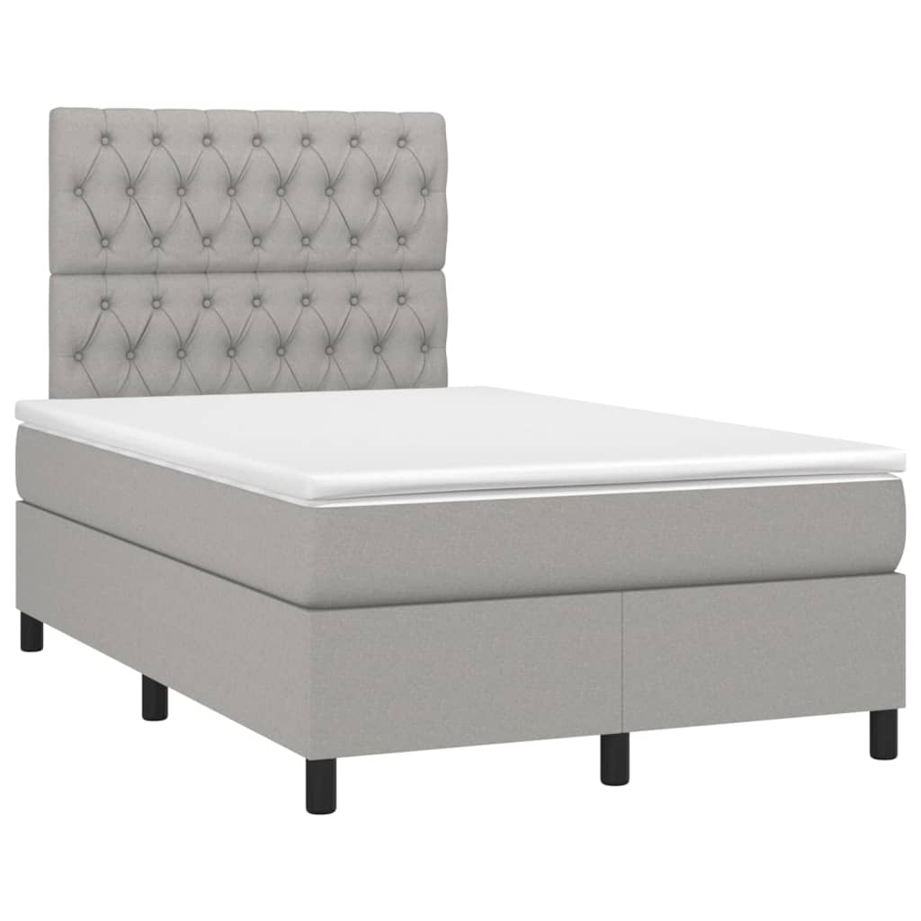 Κρεβάτι Boxspring με Στρώμα & LED Αν.Γκρι 120x200 εκ Υφασμάτινο