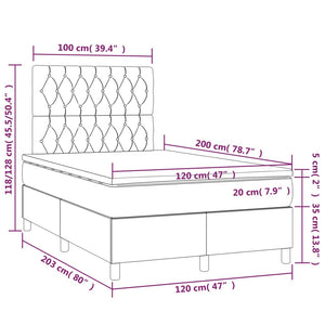 Κρεβάτι Boxspring με Στρώμα & LED Μαύρο 120x200 εκ. Υφασμάτινο