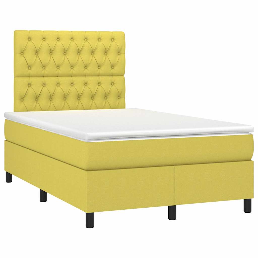 Κρεβάτι Boxspring με Στρώμα & LED Πράσινο 120x200 εκ Υφασμάτινο