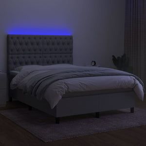 Κρεβάτι Boxspring με Στρώμα & LED Αν.Γκρι 140x200εκ. Υφασμάτινο