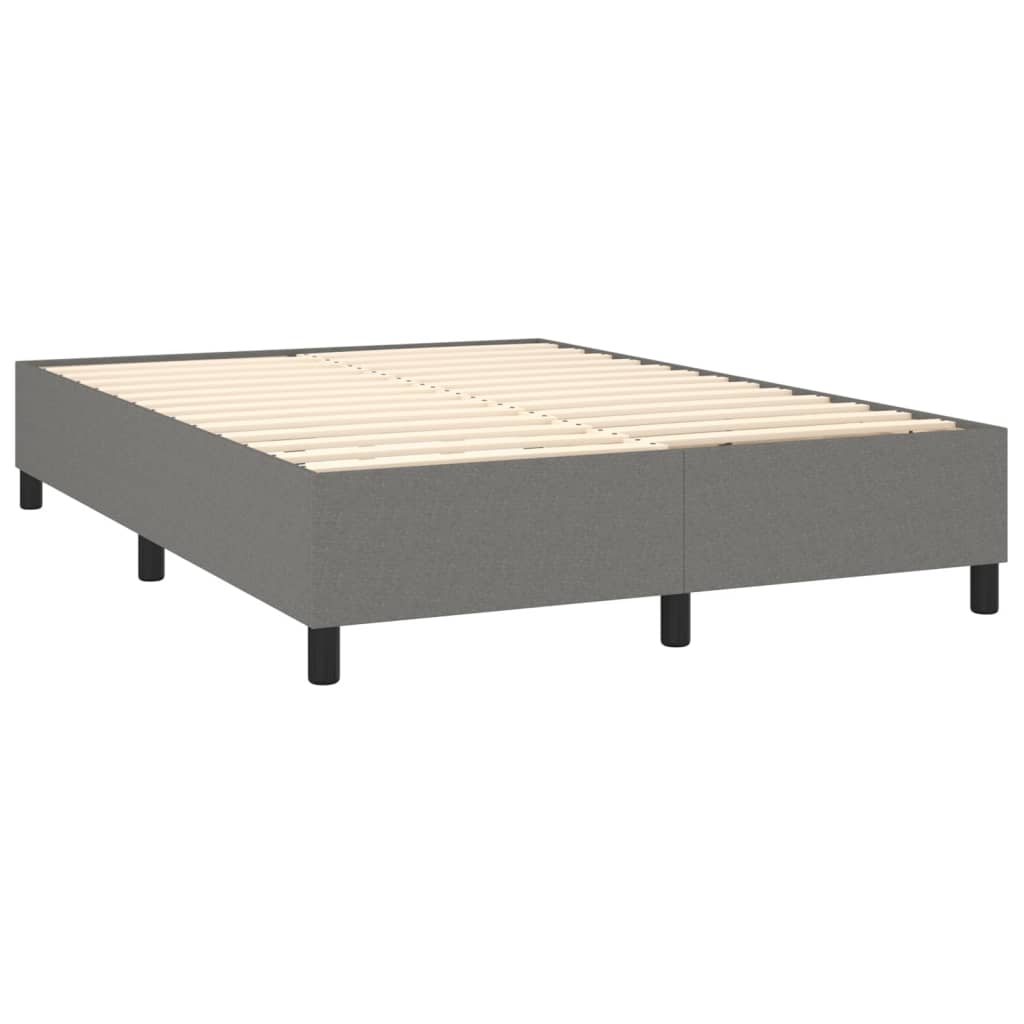 Κρεβάτι Boxspring με Στρώμα & LED Σκ.Γκρι 140x200 εκ Υφασμάτινο