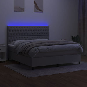 Κρεβάτι Boxspring με Στρώμα & LED Αν.Γκρι 160x200εκ. Υφασμάτινο