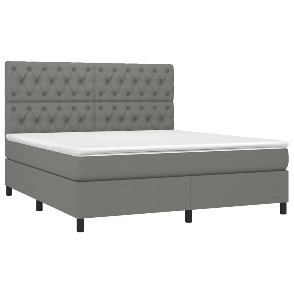 Κρεβάτι Boxspring με Στρώμα & LED Σκ.Γκρι 160x200 εκ Υφασμάτινο - Pakobazaar