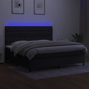 Κρεβάτι Boxspring με Στρώμα & LED Μαύρο 200x200 εκ. Υφασμάτινο