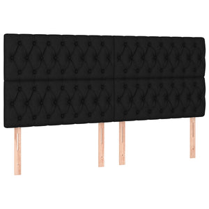 Κρεβάτι Boxspring με Στρώμα & LED Μαύρο 200x200 εκ. Υφασμάτινο