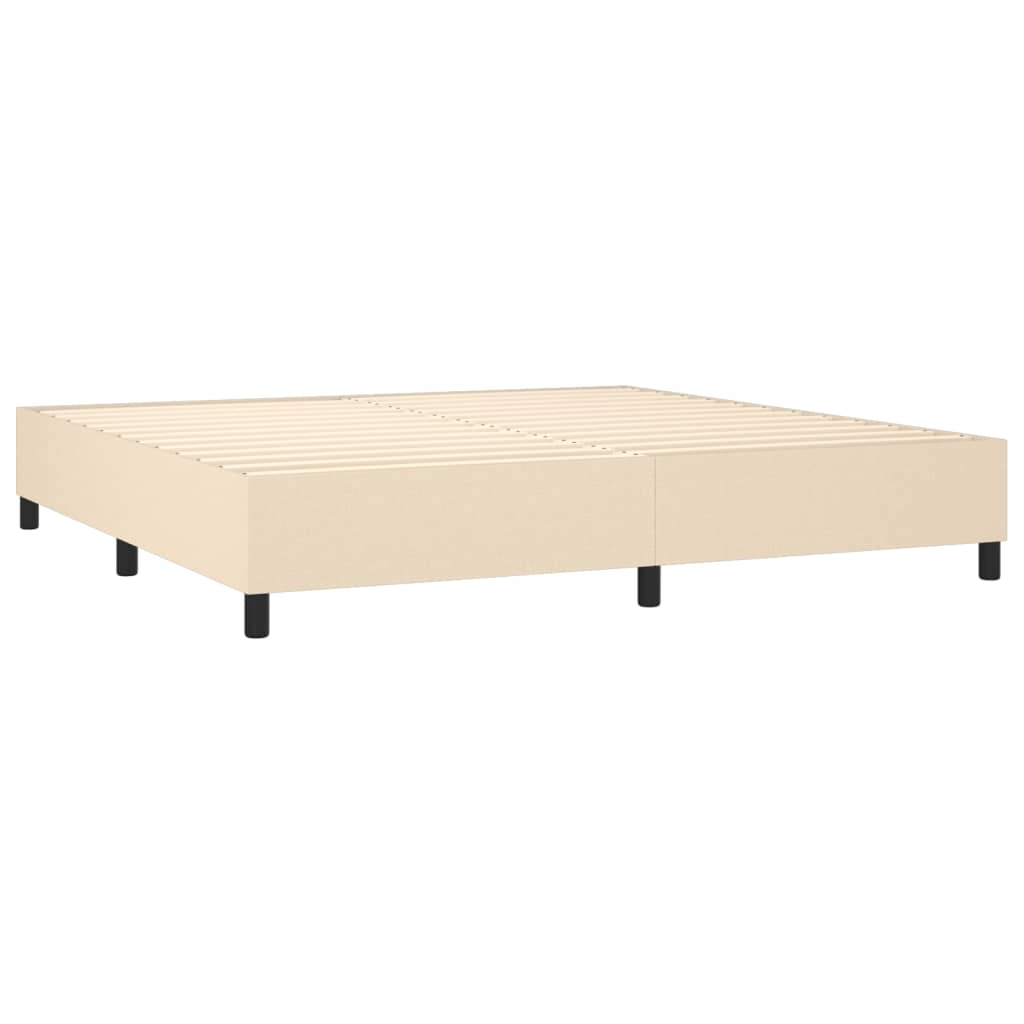 Κρεβάτι Boxspring με Στρώμα & LED Κρεμ 200x200 εκ. Υφασμάτινο